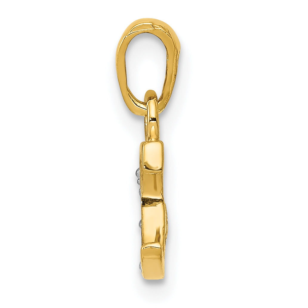 10K Yellow W/Rhodium 10K And Rhodium Diamond Initial C Pendant