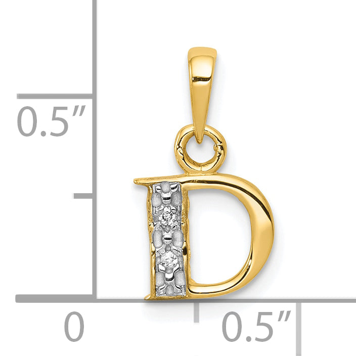 10K Yellow W/Rhodium 10K And Rhodium Diamond Initial D Pendant