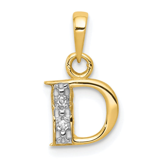 10K Yellow W/Rhodium 10K And Rhodium Diamond Initial D Pendant
