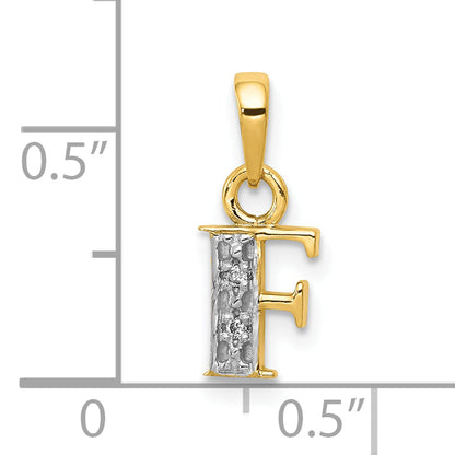 10K Yellow W/Rhodium 10K And Rhodium Diamond Initial F Charm