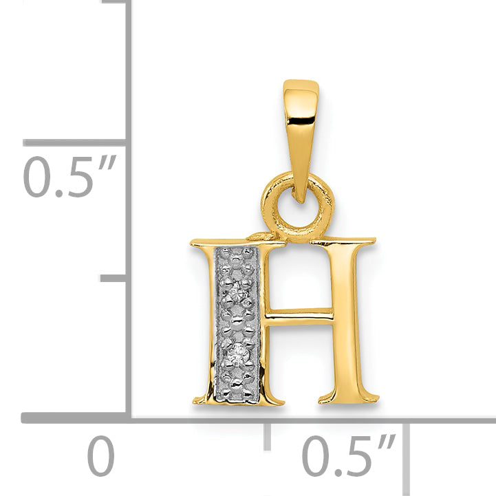 10K Yellow W/Rhodium 10K And Rhodium Diamond Initial H Charm