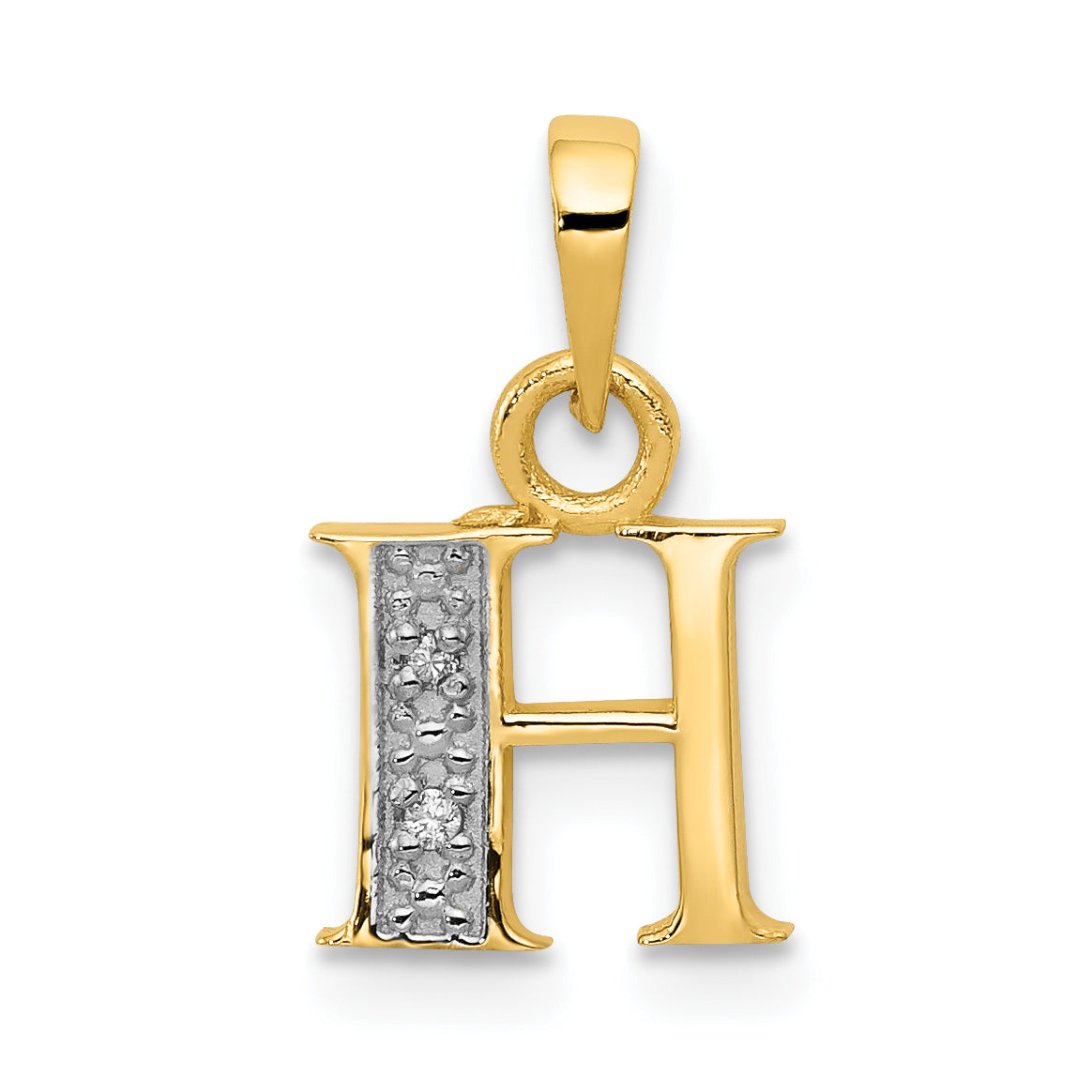 10K Yellow W/Rhodium 10K And Rhodium Diamond Initial H Charm