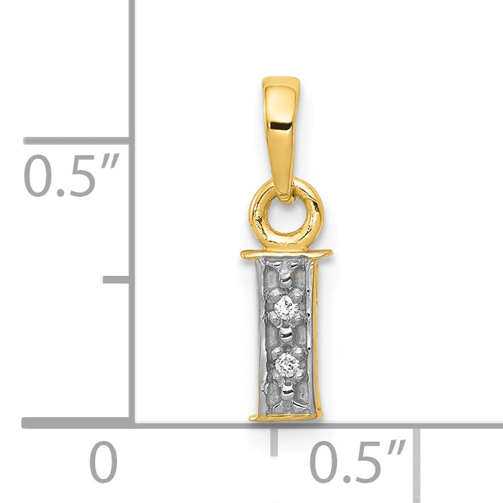 10K Yellow W/Rhodium 10K And Rhodium Diamond Initial I Charm