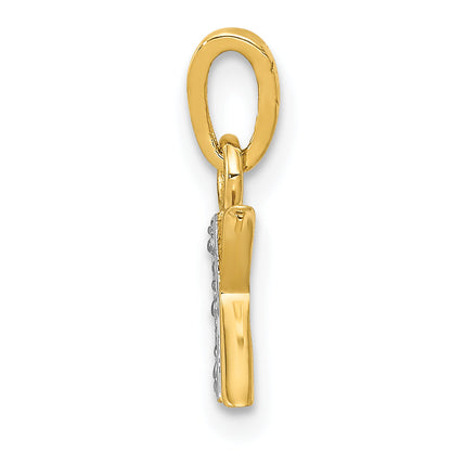 10K Yellow W/Rhodium 10K And Rhodium Diamond Initial K Charm