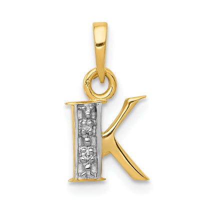 10K Yellow W/Rhodium 10K And Rhodium Diamond Initial K Charm