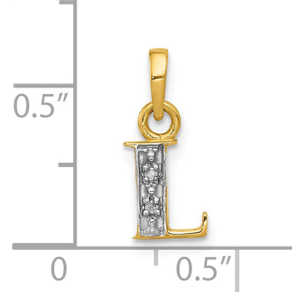 10K Yellow W/Rhodium 10K And Rhodium Diamond Initial L Charm