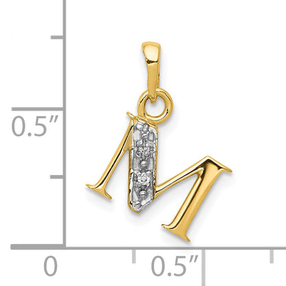 10K Yellow W/Rhodium 10K And Rhodium Diamond Initial M Charm