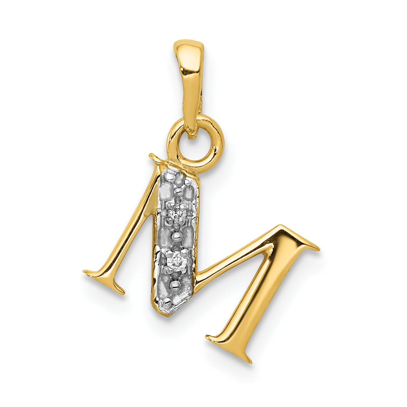 10K Yellow W/Rhodium 10K And Rhodium Diamond Initial M Charm