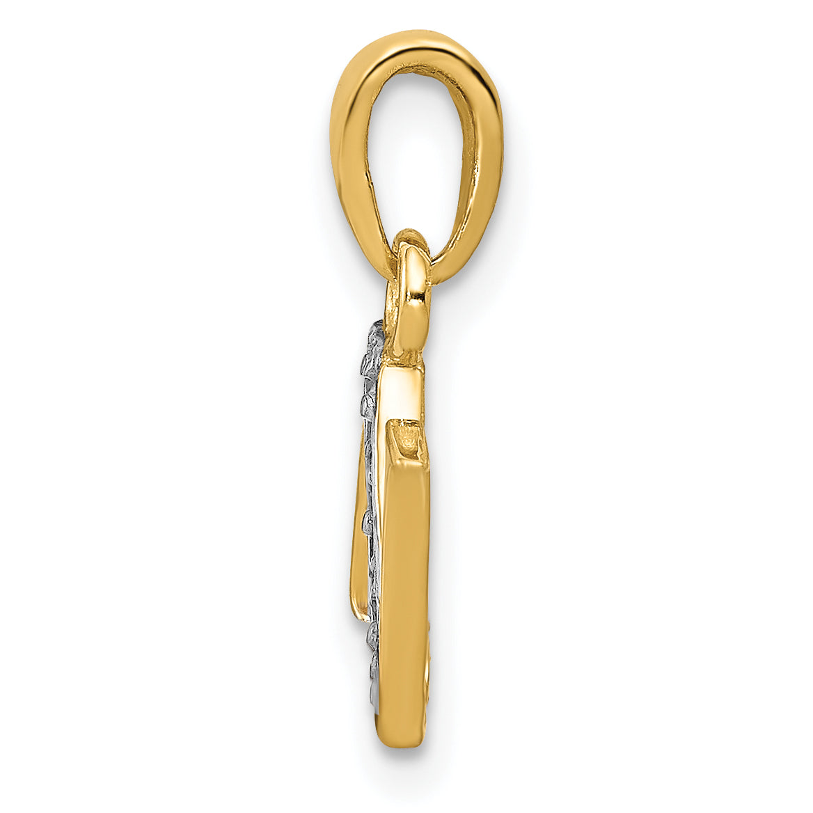 10K Yellow W/Rhodium 10K And Rhodium Diamond Initial N Charm