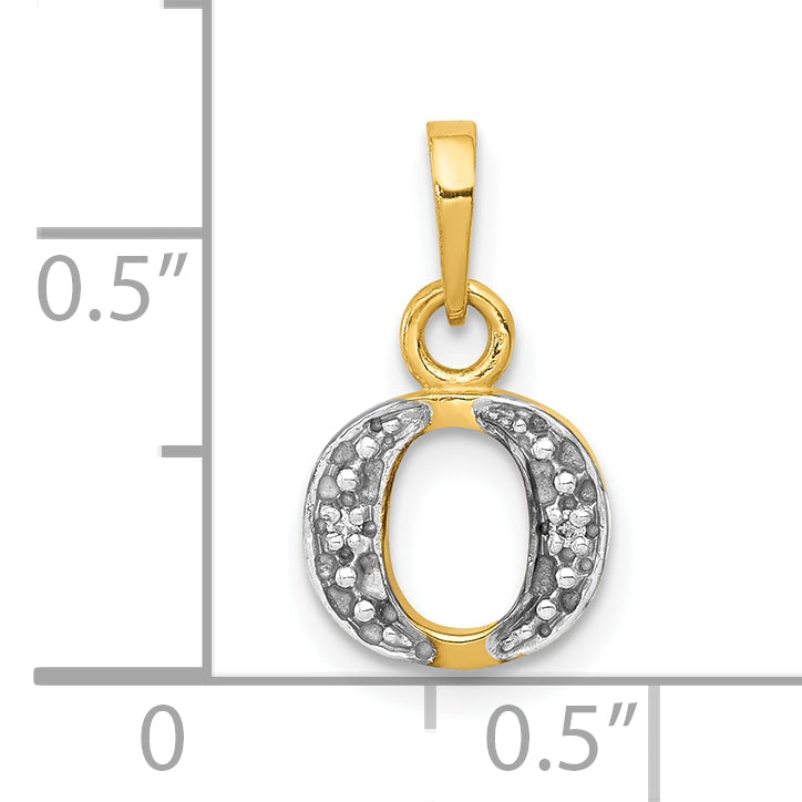 10K Yellow W/Rhodium 10K And Rhodium Diamond Initial O Charm