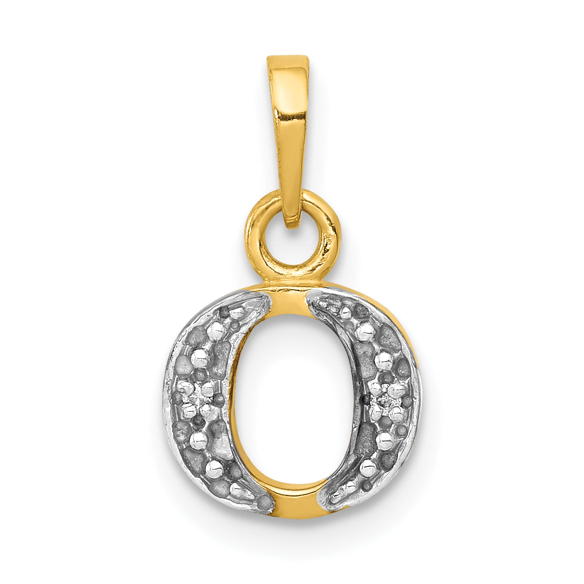 10K Yellow W/Rhodium 10K And Rhodium Diamond Initial O Charm