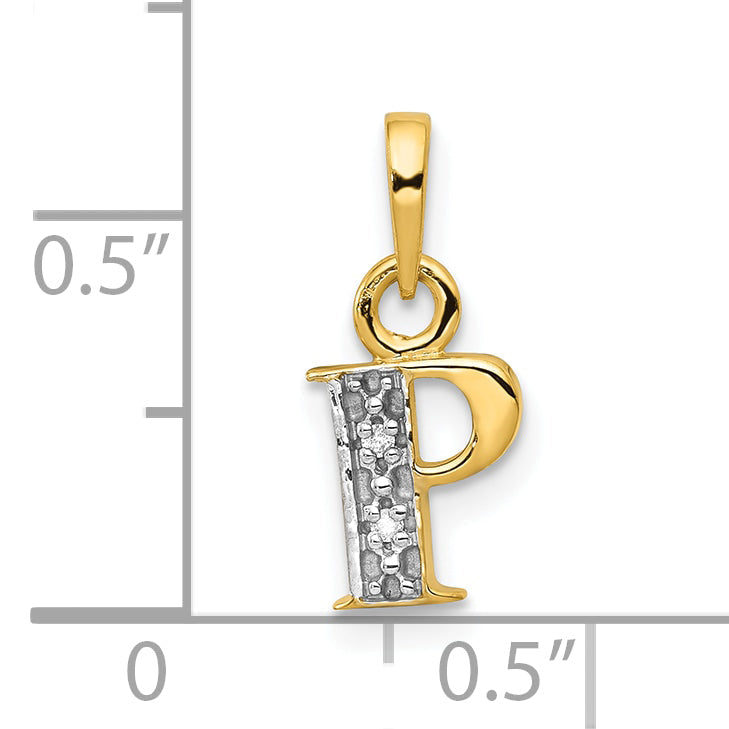 10K Yellow W/Rhodium 10K And Rhodium Diamond Initial P Charm