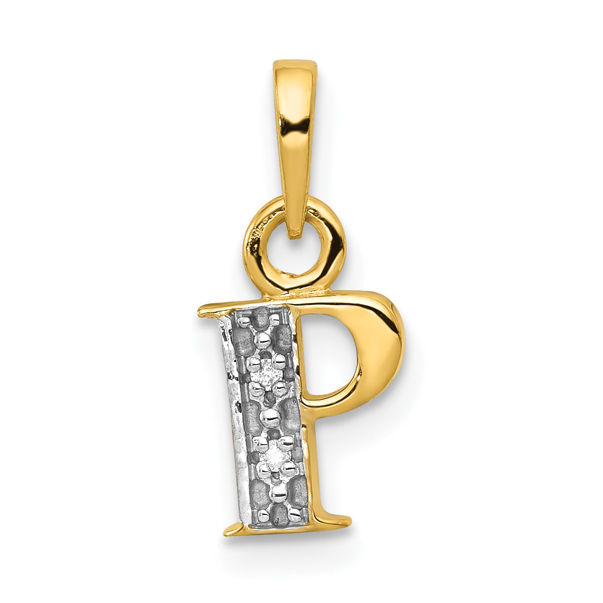 10K Yellow W/Rhodium 10K And Rhodium Diamond Initial P Charm