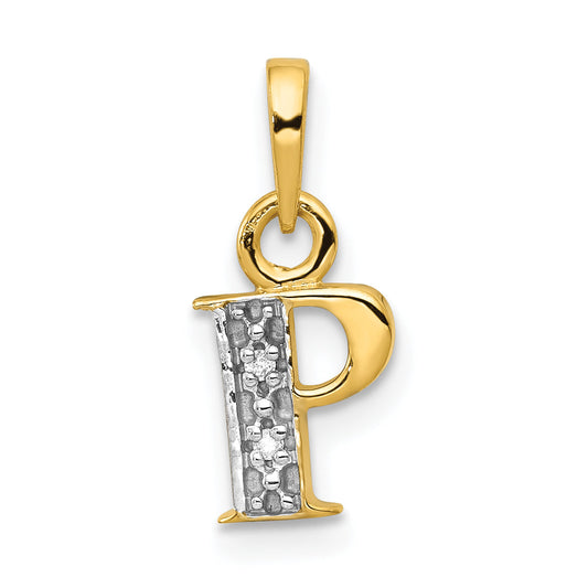 10K Yellow W/Rhodium 10K And Rhodium Diamond Initial P Charm