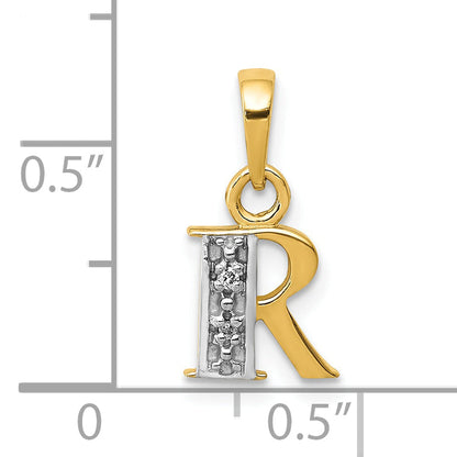 10K Yellow W/Rhodium 10K And Rhodium Diamond Initial R Charm