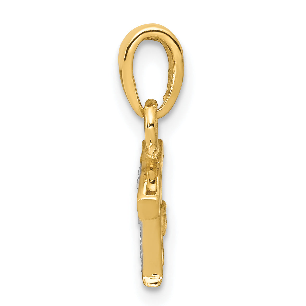 10K Yellow W/Rhodium 10K And Rhodium Diamond Initial T Charm