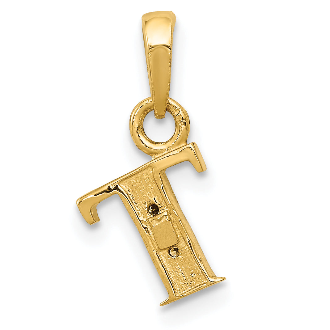 10K Yellow W/Rhodium 10K And Rhodium Diamond Initial T Charm