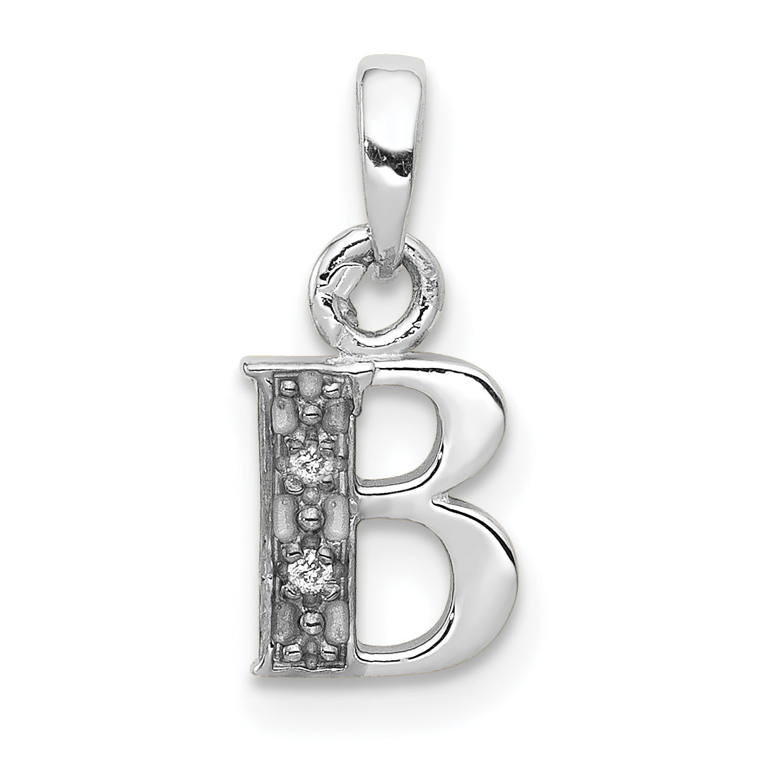 10K White Gold 10Kw Diamond Initial B Pendant