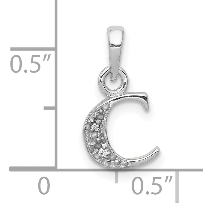 10K White Gold 10Kw Diamond Initial C Pendant