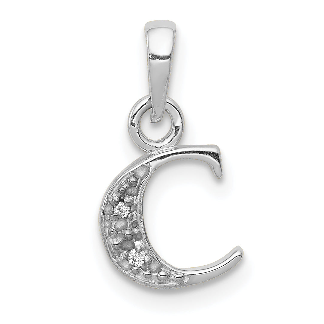 10K White Gold 10Kw Diamond Initial C Pendant