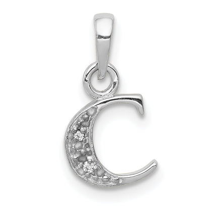 10K White Gold 10Kw Diamond Initial C Pendant