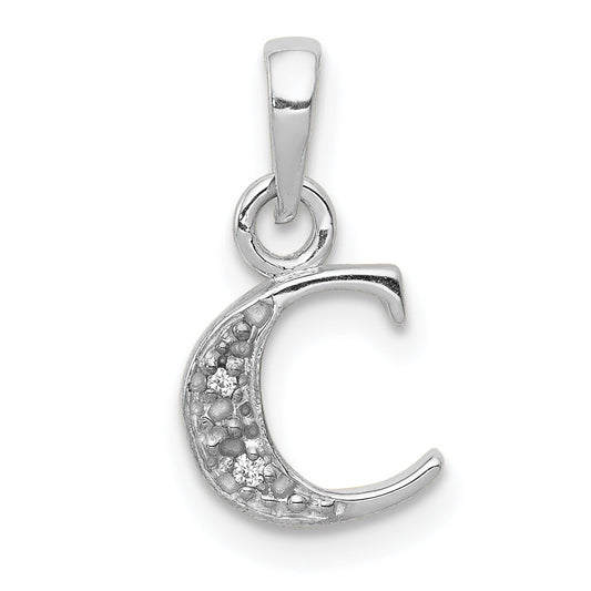 10K White Gold 10Kw Diamond Initial C Pendant