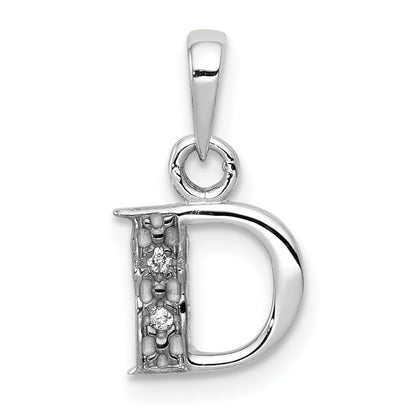 10K White Gold 10Kw Diamond Initial D Pendant