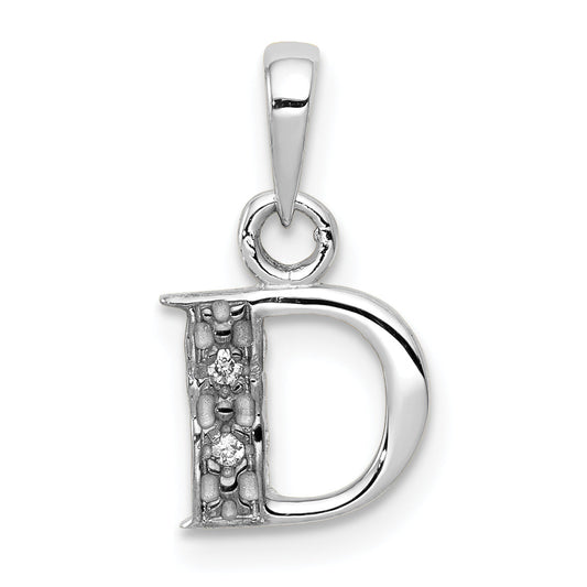 10K White Gold 10Kw Diamond Initial D Pendant