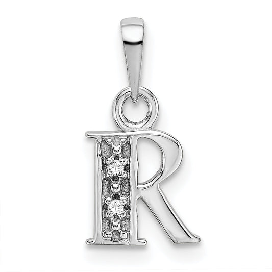 10K White Gold 10Kw Initial R Charm