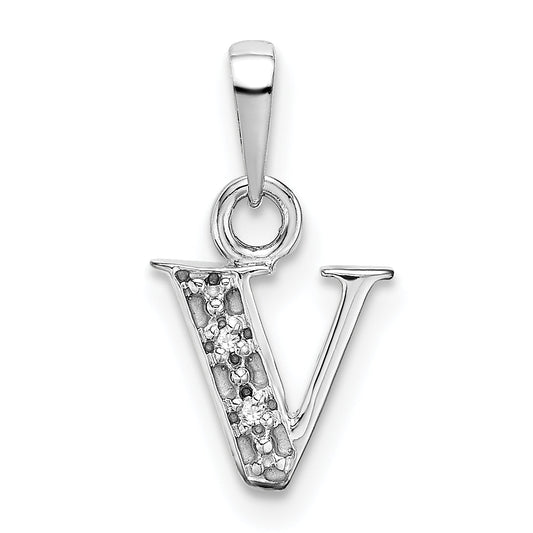 10K White Gold 10Kw Initial V Charm