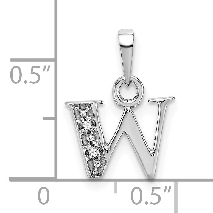 10K White Gold 10Kw Initial W Charm
