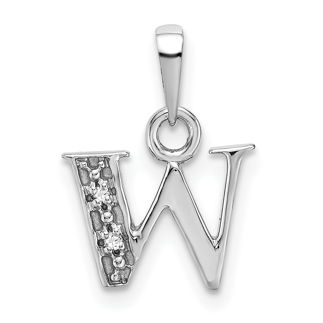 10K White Gold 10Kw Initial W Charm