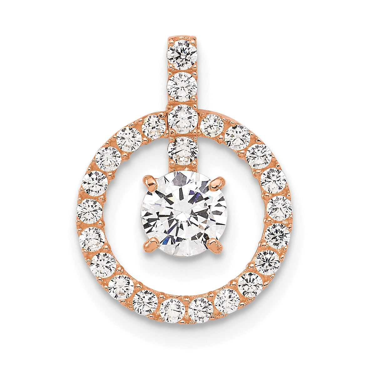 10K Rose Gold Tiara Collection Polished Cz Pendant