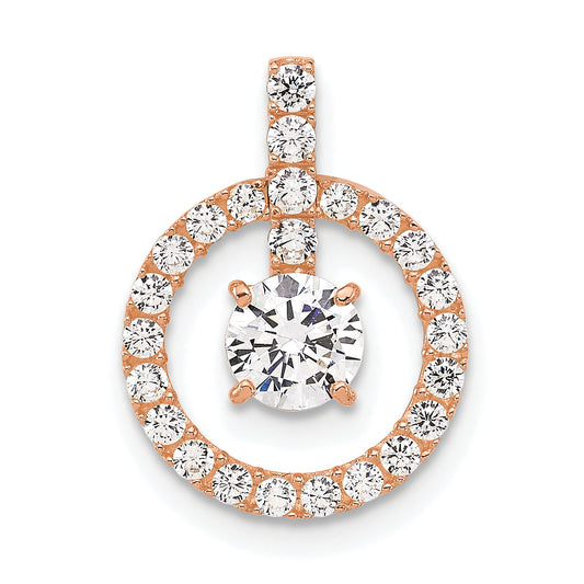 10K Rose Gold Tiara Collection Polished Cz Pendant