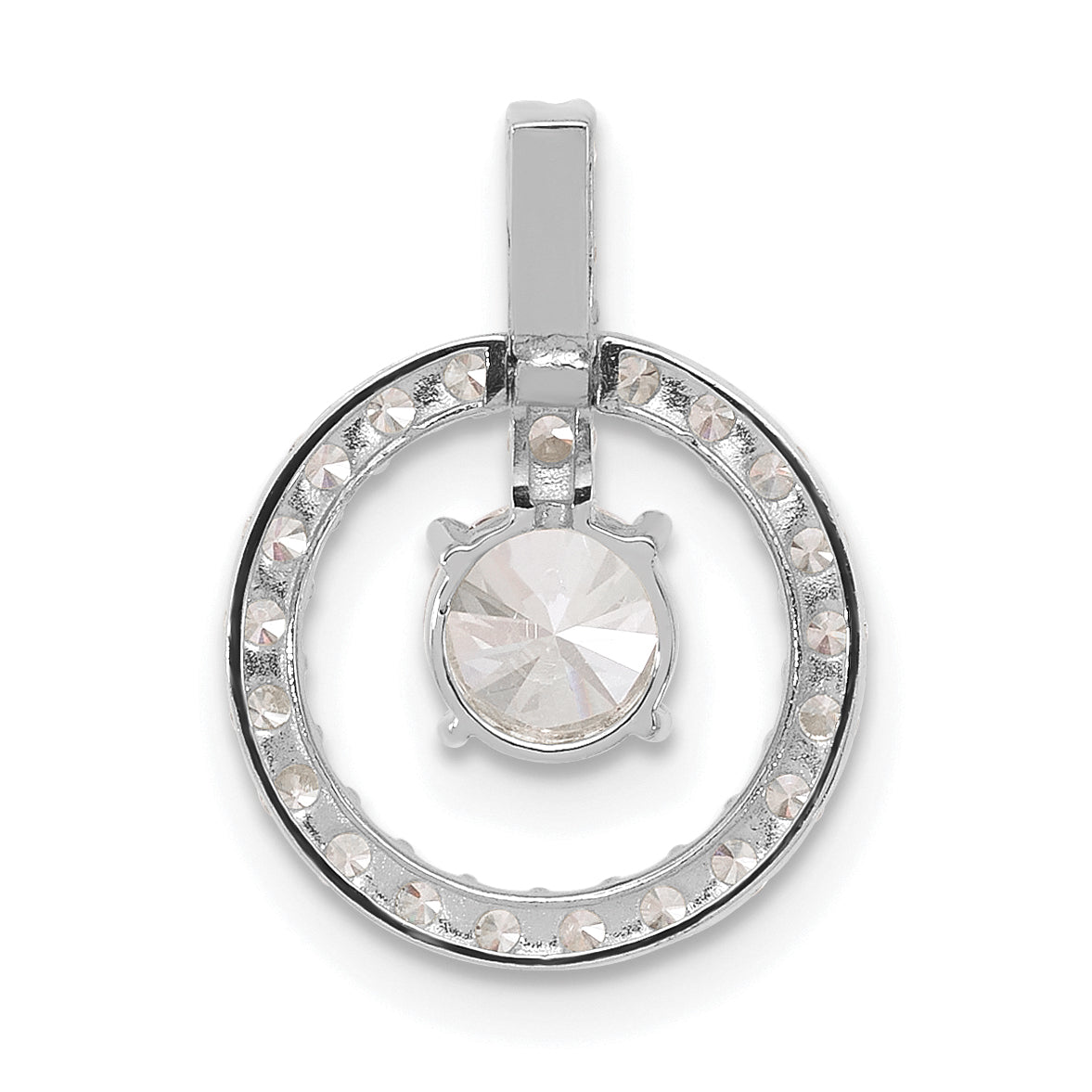 10K White Gold Tiara Collection Polished Cz Pendant