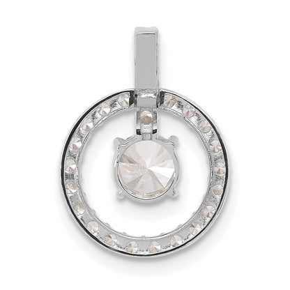 10K White Gold Tiara Collection Polished Cz Pendant