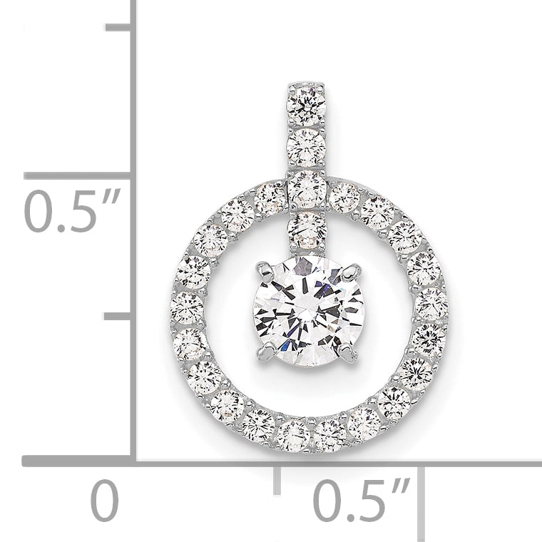 10K White Gold Tiara Collection Polished Cz Pendant