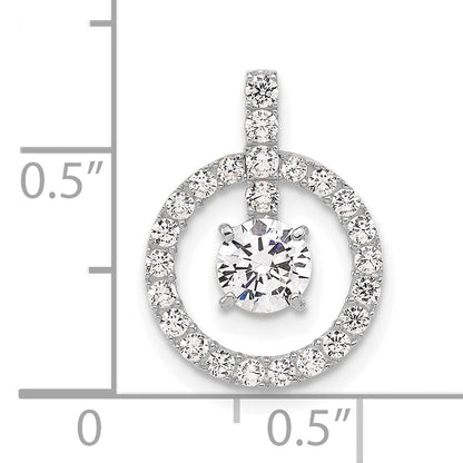 10K White Gold Tiara Collection Polished Cz Pendant