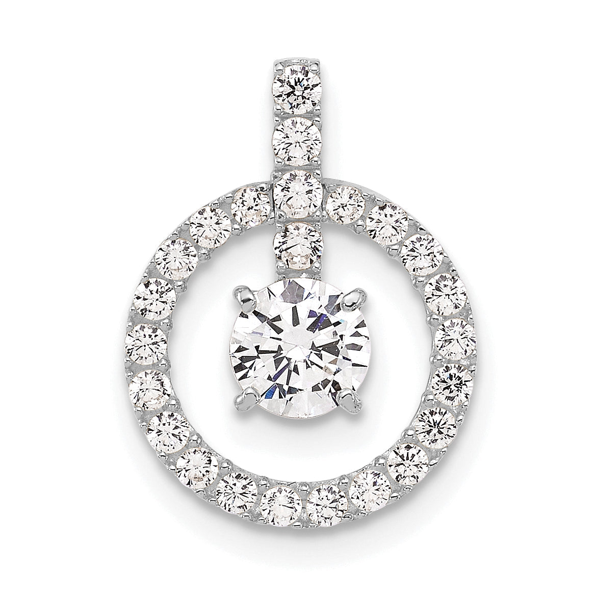 10K White Gold Tiara Collection Polished Cz Pendant