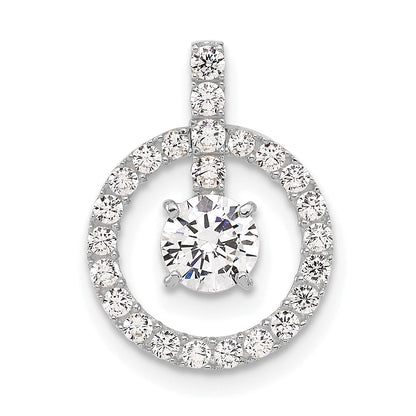 10K White Gold Tiara Collection Polished Cz Pendant