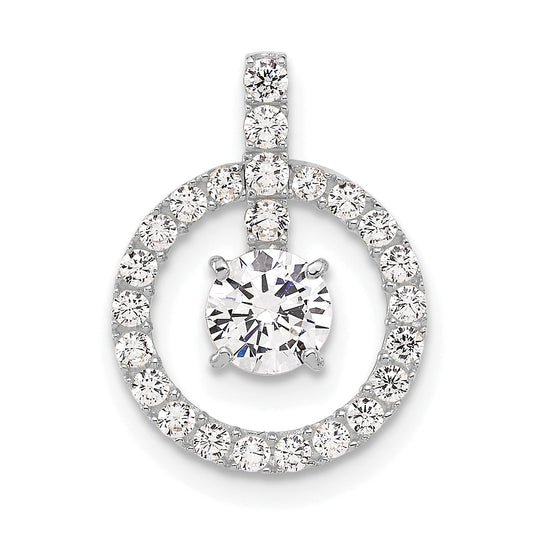 10K White Gold Tiara Collection Polished Cz Pendant