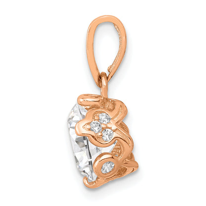 10K Rose Gold Tiara Collection Polished Cz Pendant