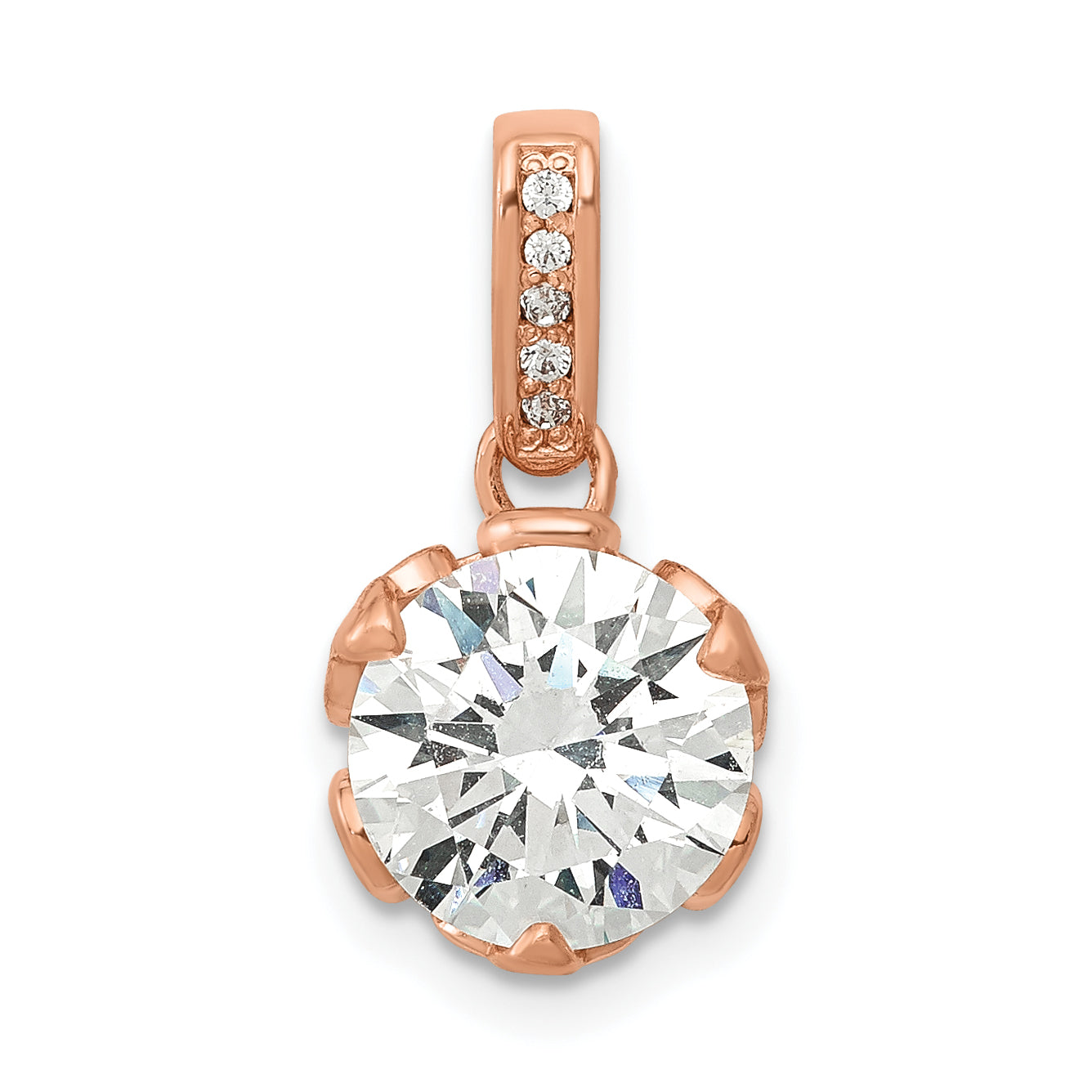 10K Rose Gold Tiara Collection Polished Cz Pendant
