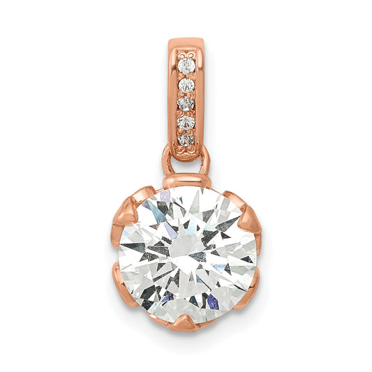 10K Rose Gold Tiara Collection Polished Cz Pendant