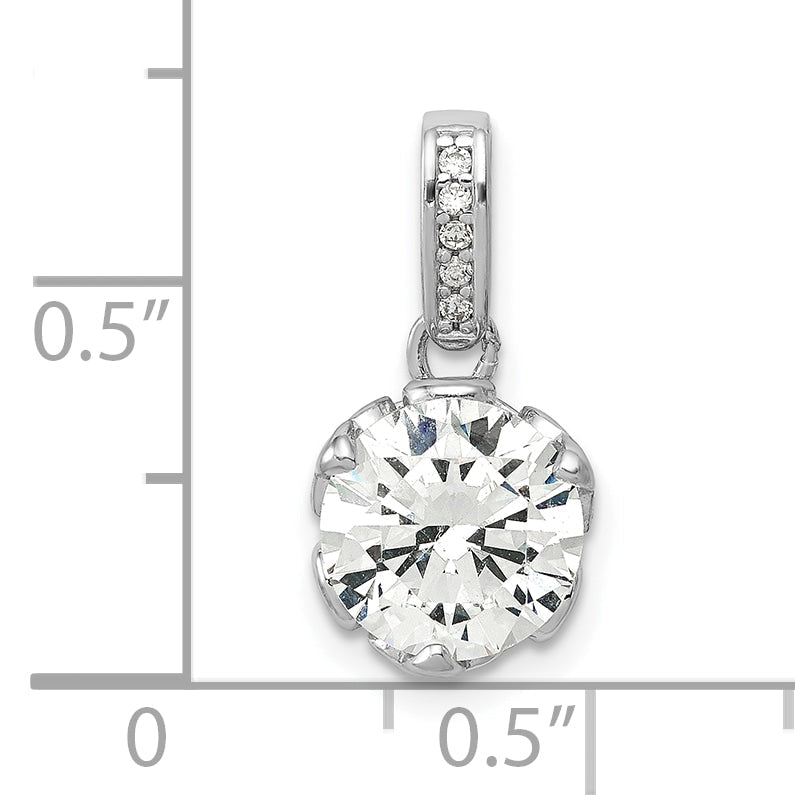 10K White Gold Tiara Collection Polished Cz Pendant