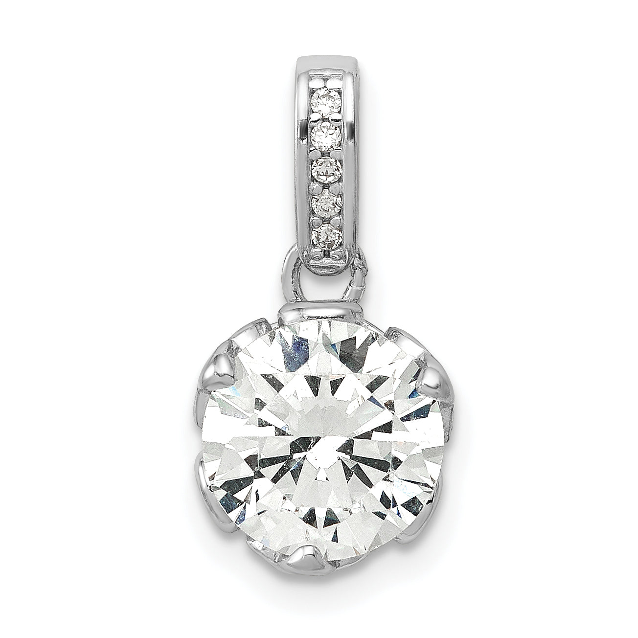 10K White Gold Tiara Collection Polished Cz Pendant