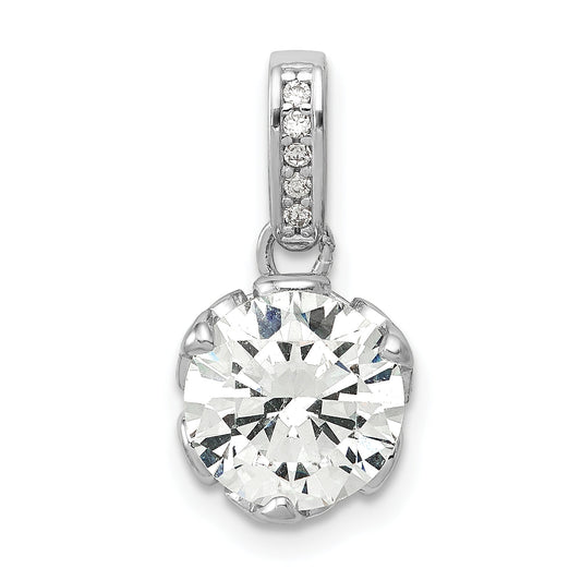 10K White Gold Tiara Collection Polished Cz Pendant