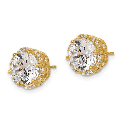 10k Yellow Gold Tiara Collection Polished CZ Post Earrings