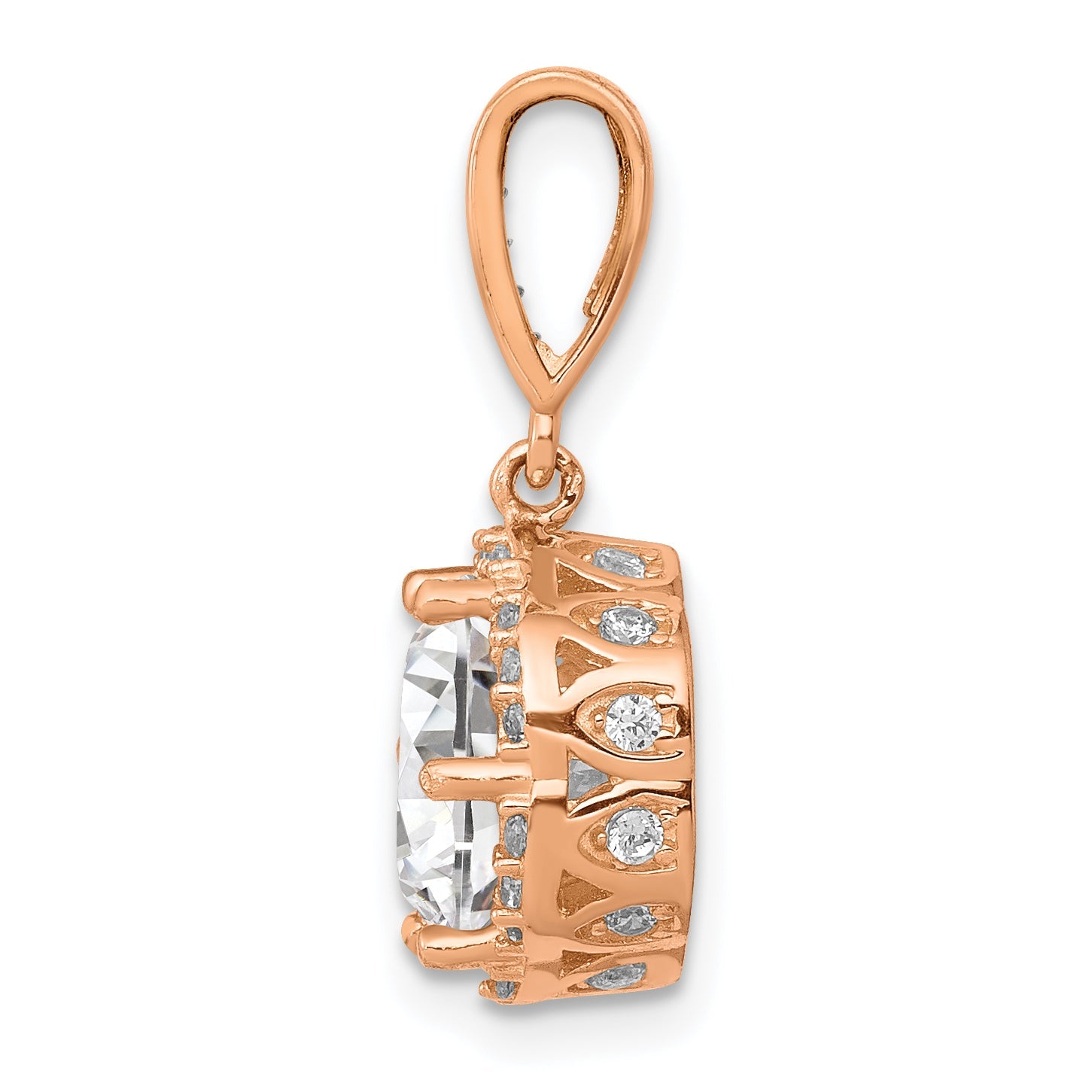 10k Rose Gold 10K Tiara Collection Rose Gold Polished CZ Pendant