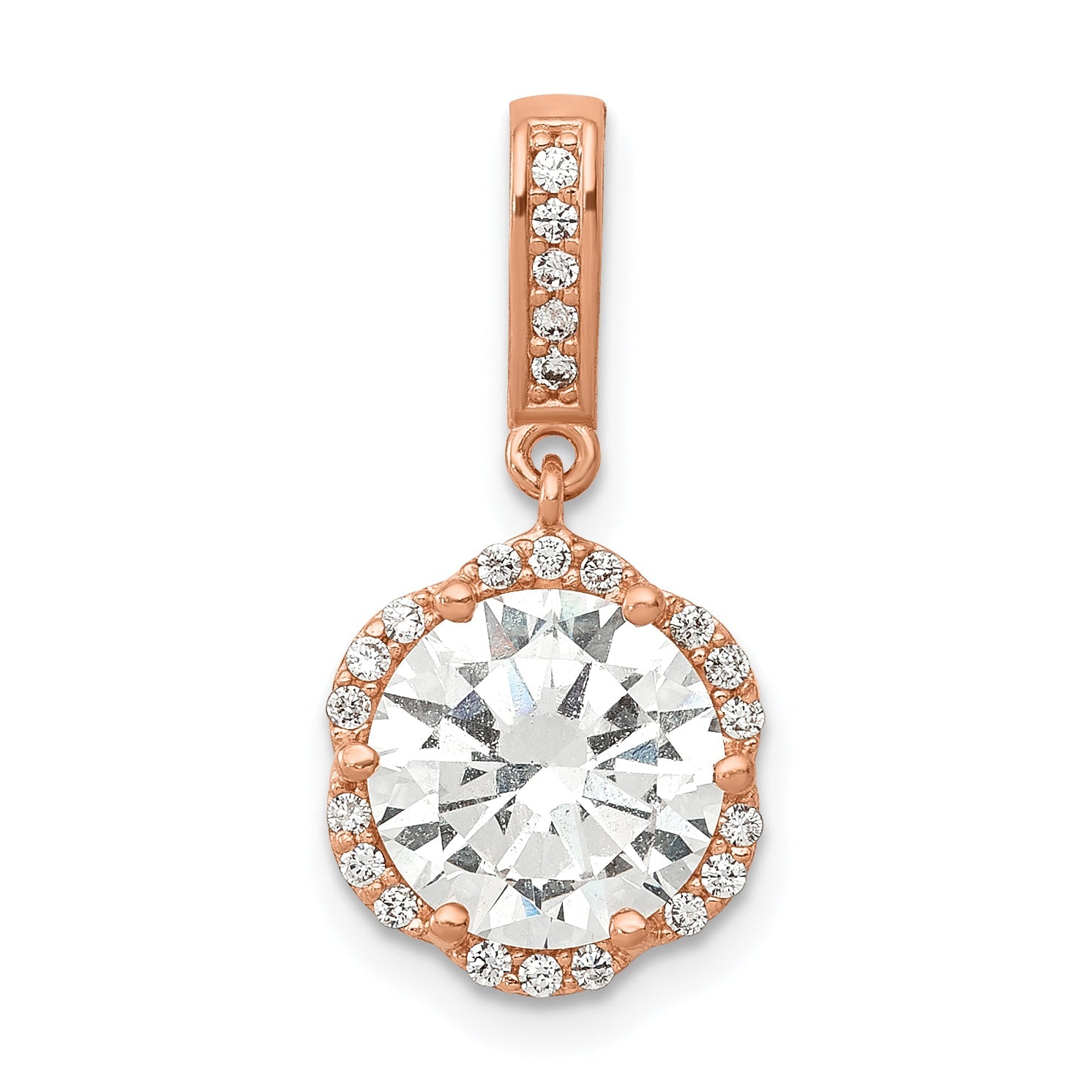 10k Rose Gold 10K Tiara Collection Rose Gold Polished CZ Pendant